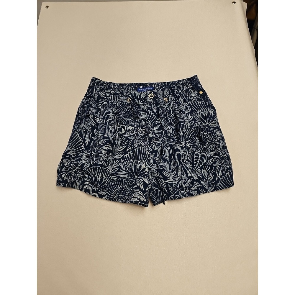 SCOTCH & SODA Women's Hawaiian Print Pockets Tie Waist Shorts Size 29 R